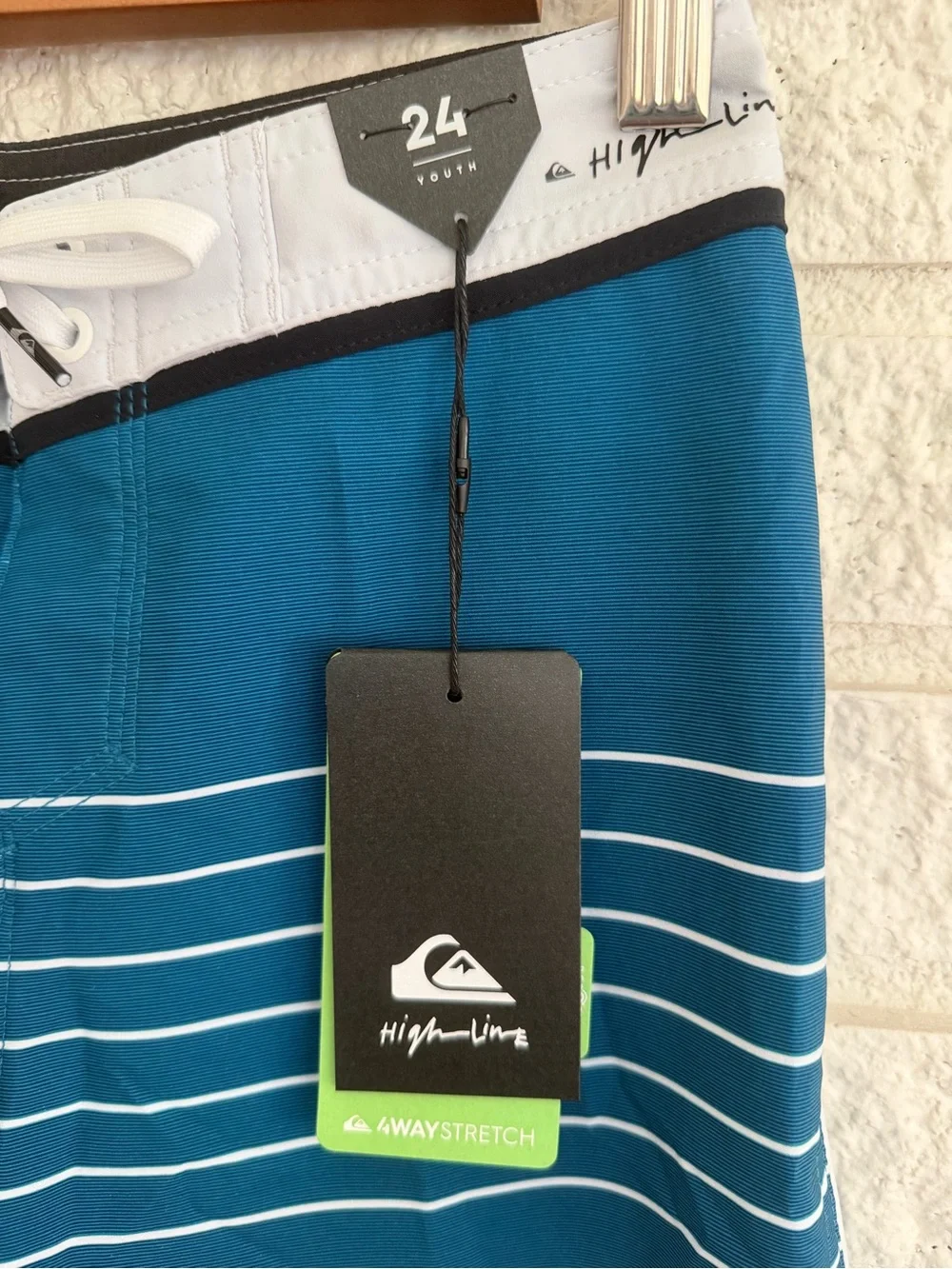 Quiksilver Boy’s High-Line Stretch Teal to Aqua Gradient Stripe Board shorts -